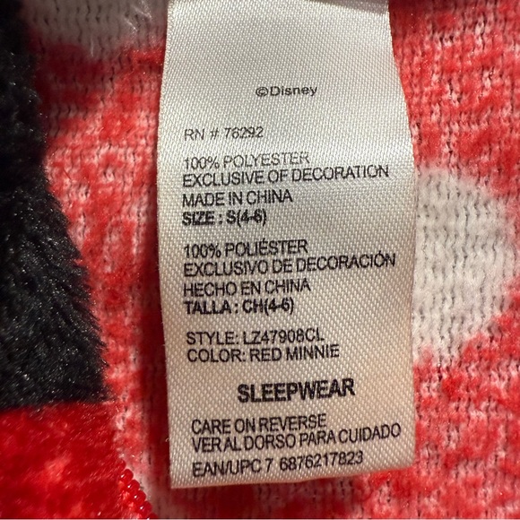 Disney Minnie Mouse Red and Black Polka Dot Pajama Costume Size S (4-6) - Picture 9 of 10